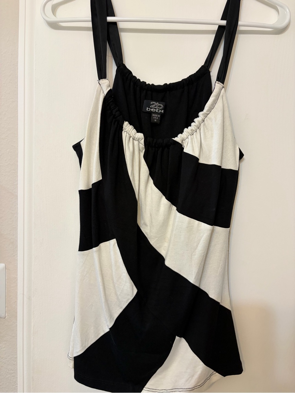 2b bebe Black and White Striped Sleeveless Top y2k